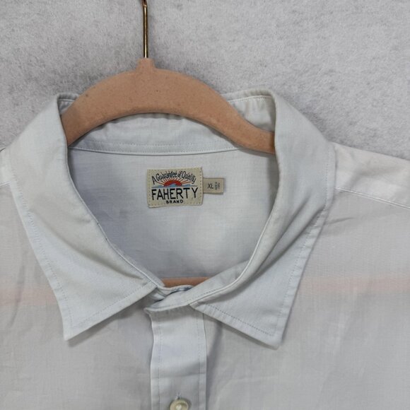 Faherty Shirt Mens Extra Large Light Gray Button Front Long Sleeve Collared - Picture 4 of 8